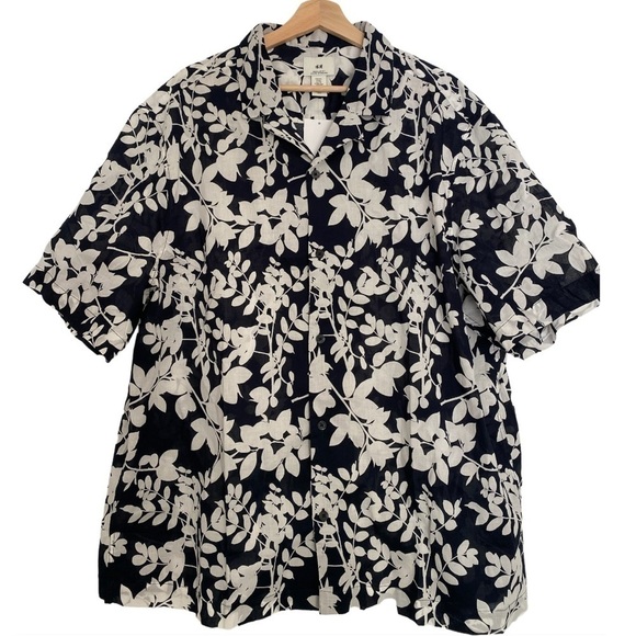 NWT H&M FLORAL SUMMER BUTTON UP REGULAR FIT MENS SIZE XXL - Picture 1 of 5